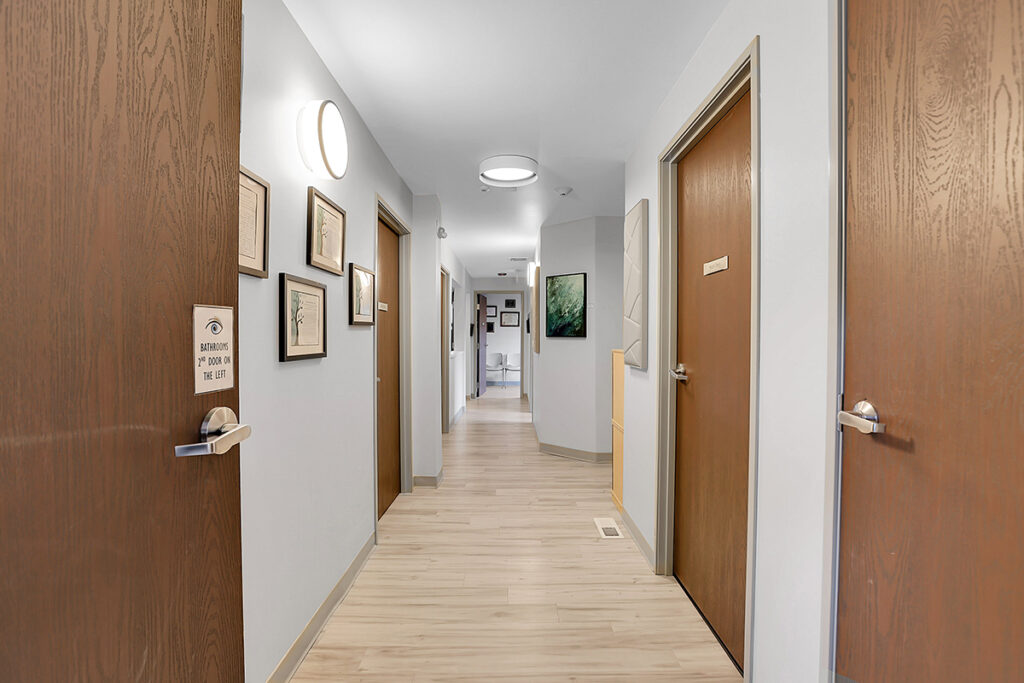 Hallway from reception room to the clinical rooms